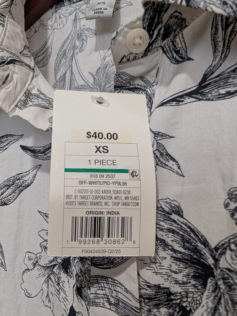 1 piece off-white floral print dress by a new day NWT size xs - Picture 3 of 5
